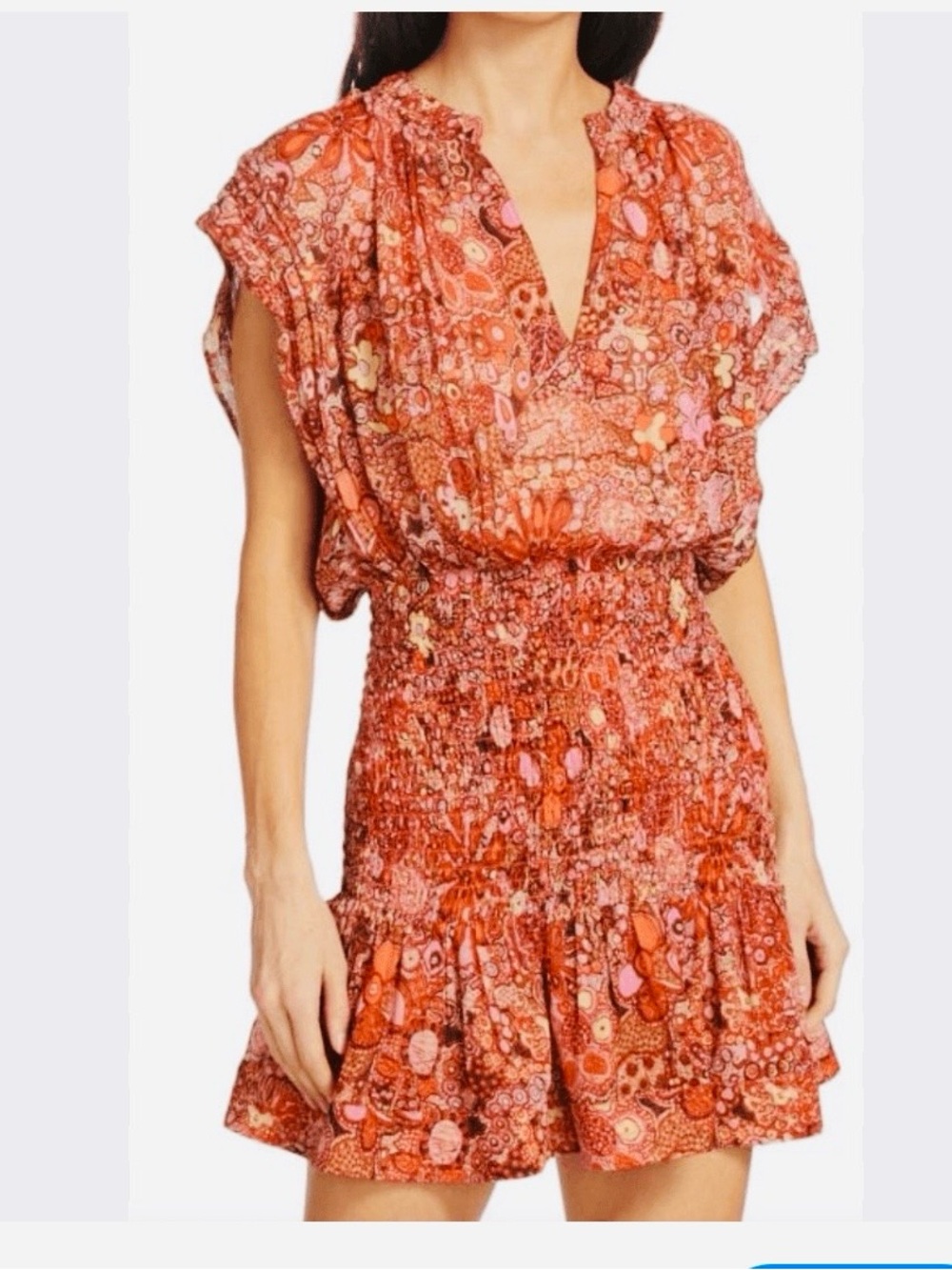 A.L.C. Orange and Pink Printed Mini Dress